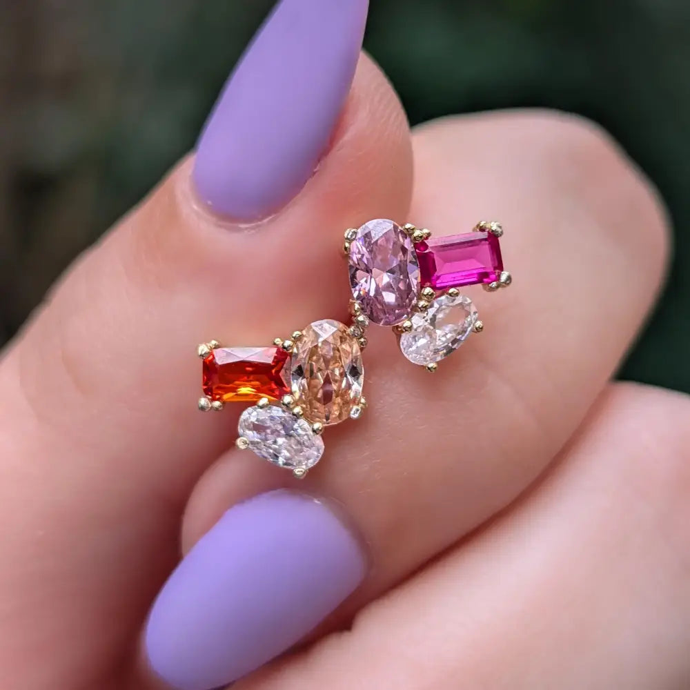 The Elia - Lesbian Flag Small Cluster Studs