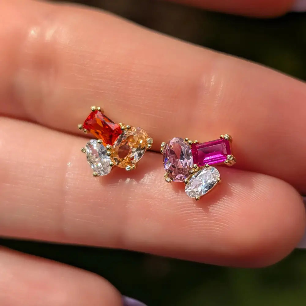 The Elia - Lesbian Flag Small Cluster Studs