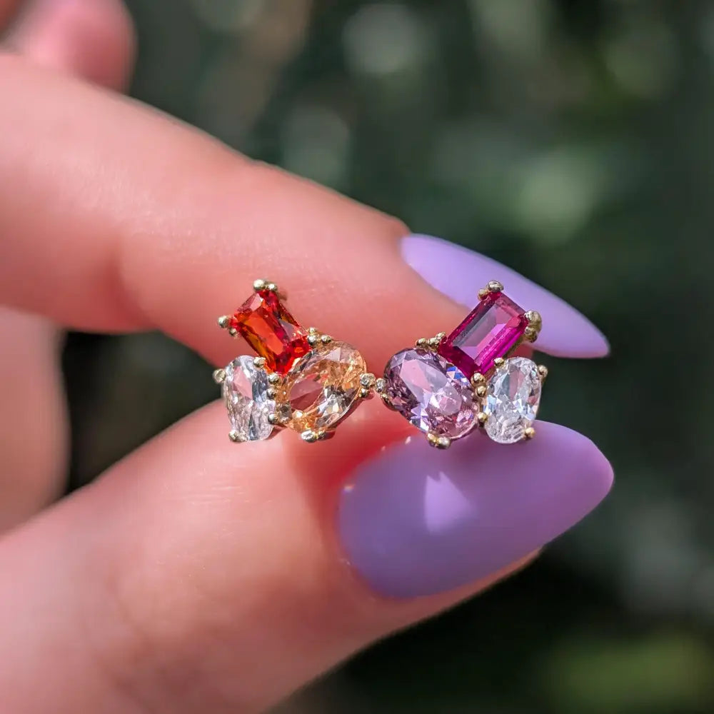 The Elia - Lesbian Flag Small Cluster Studs