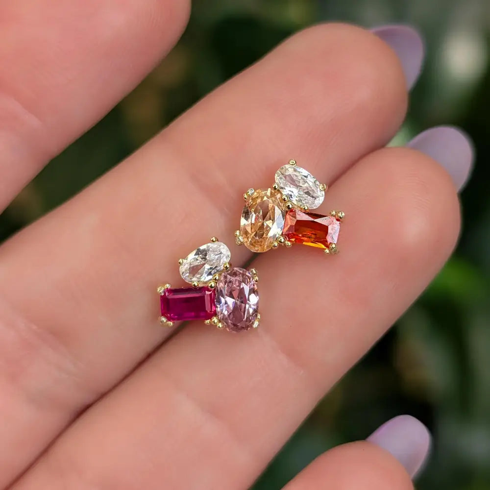 The Elia - Lesbian Flag Small Cluster Studs