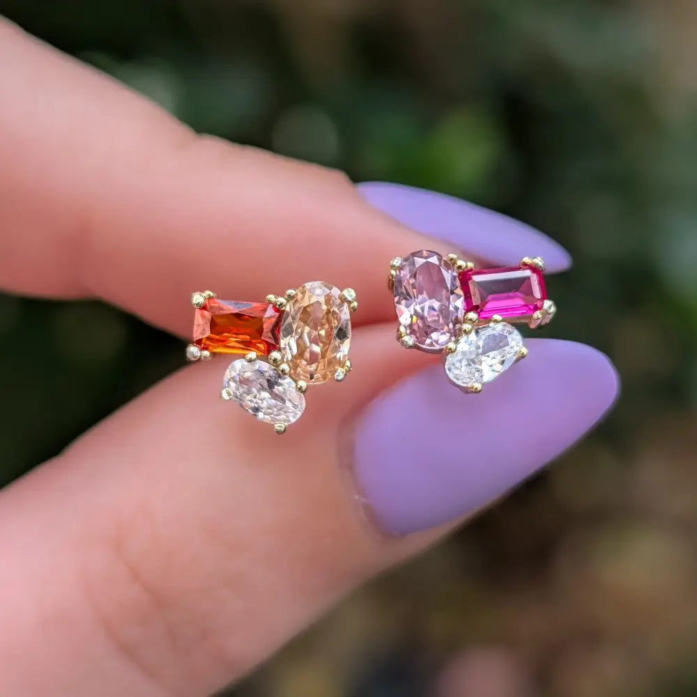 The Elia - Lesbian Flag Small Cluster Studs