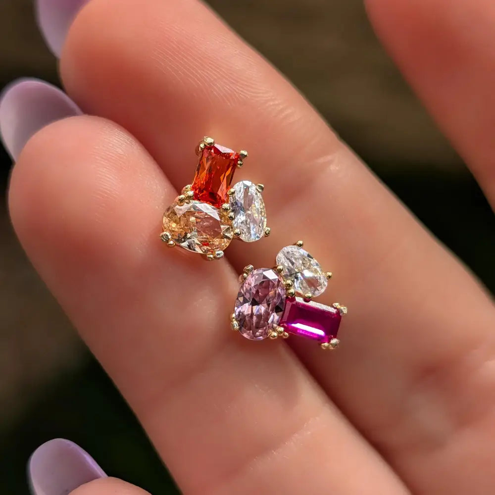The Elia - Lesbian Flag Small Cluster Studs