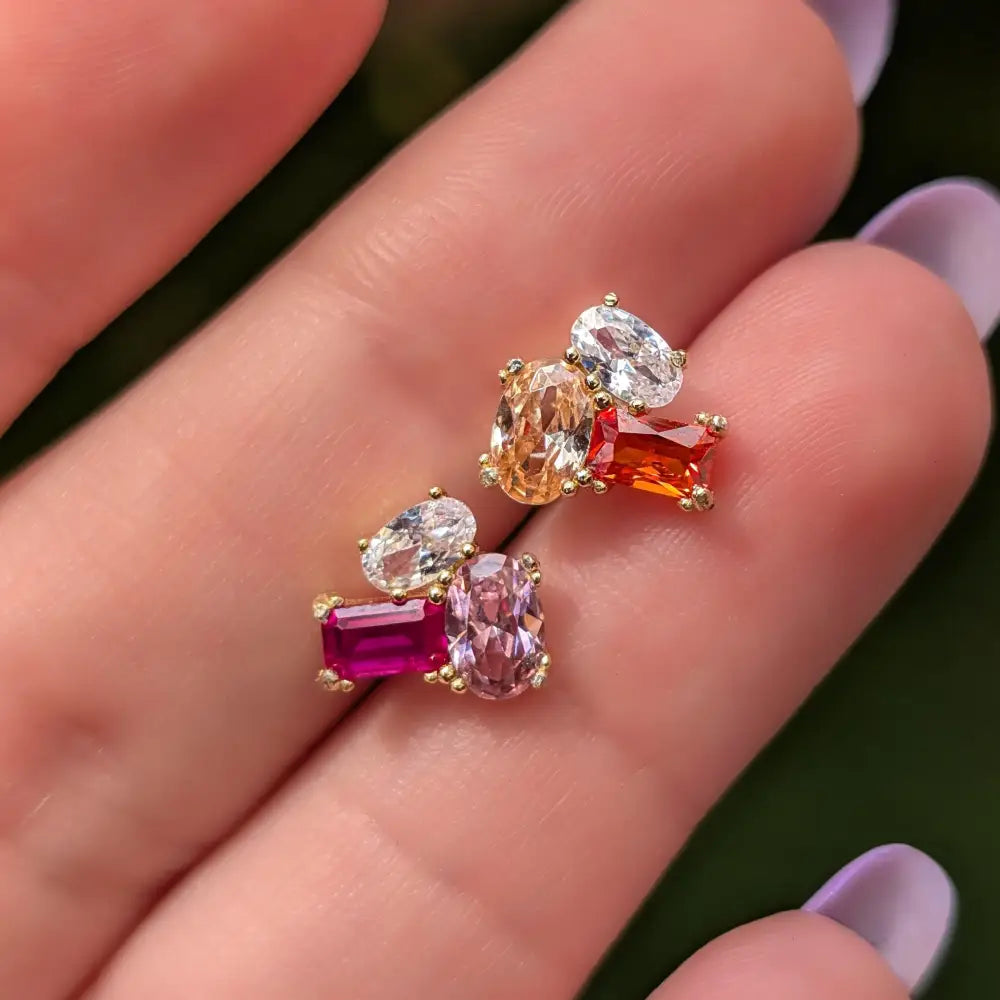 The Elia - Lesbian Flag Small Cluster Studs