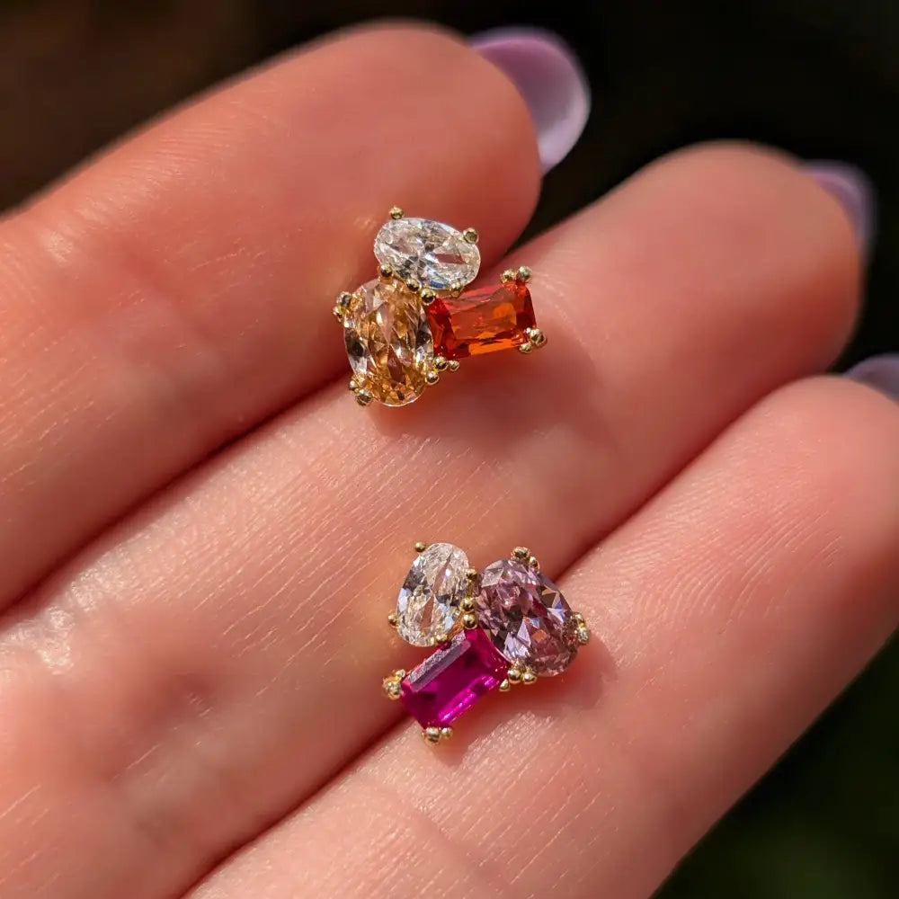 The Elia - Lesbian Flag Small Cluster Studs