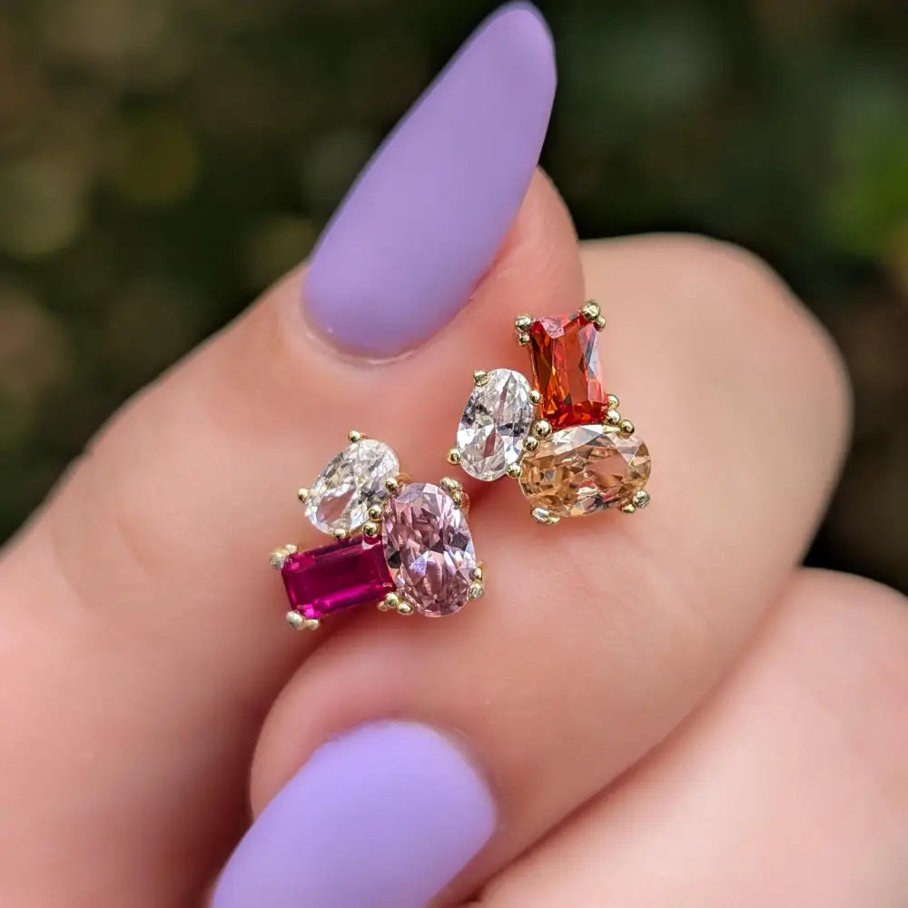 The Elia - Lesbian Flag Small Cluster Studs