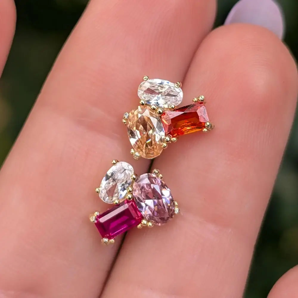 The Elia - Lesbian Flag Small Cluster Studs