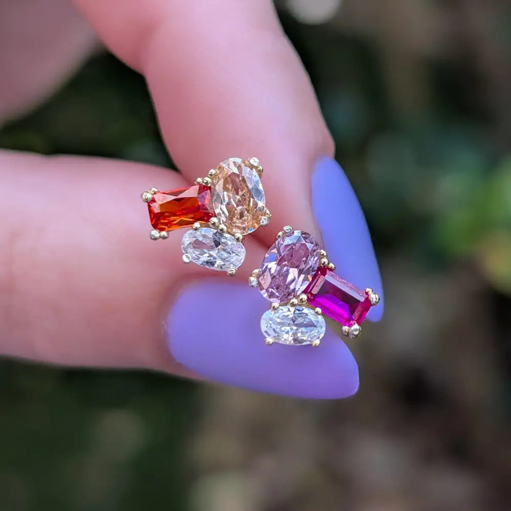 The Elia - Lesbian Flag Small Cluster Studs