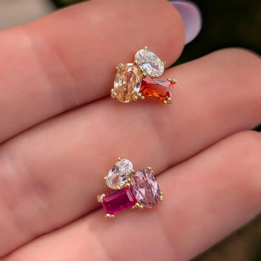 The Elia - Lesbian Flag Small Cluster Studs