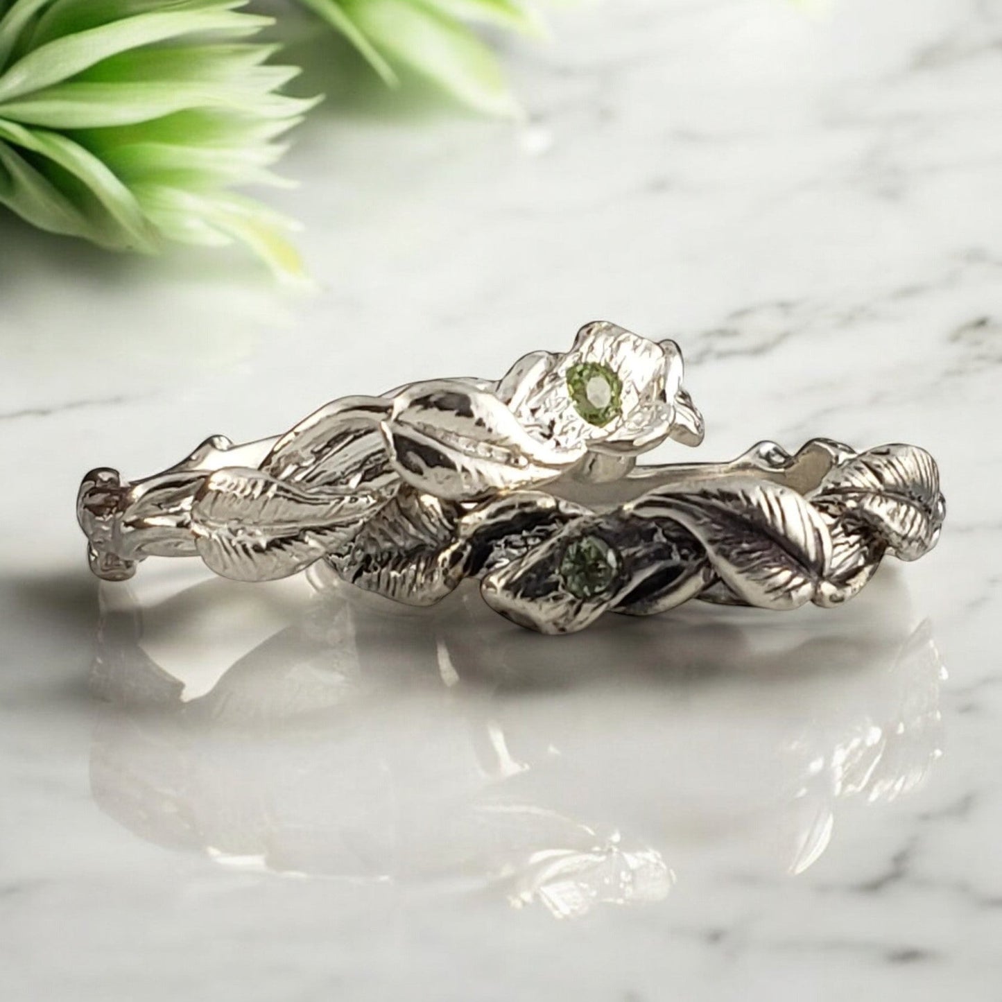 The Maddox Ring - Peridot Gemstone Leaf and Vine Ring
