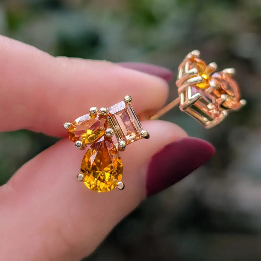 The Tulia - Citrine Cluster Studs