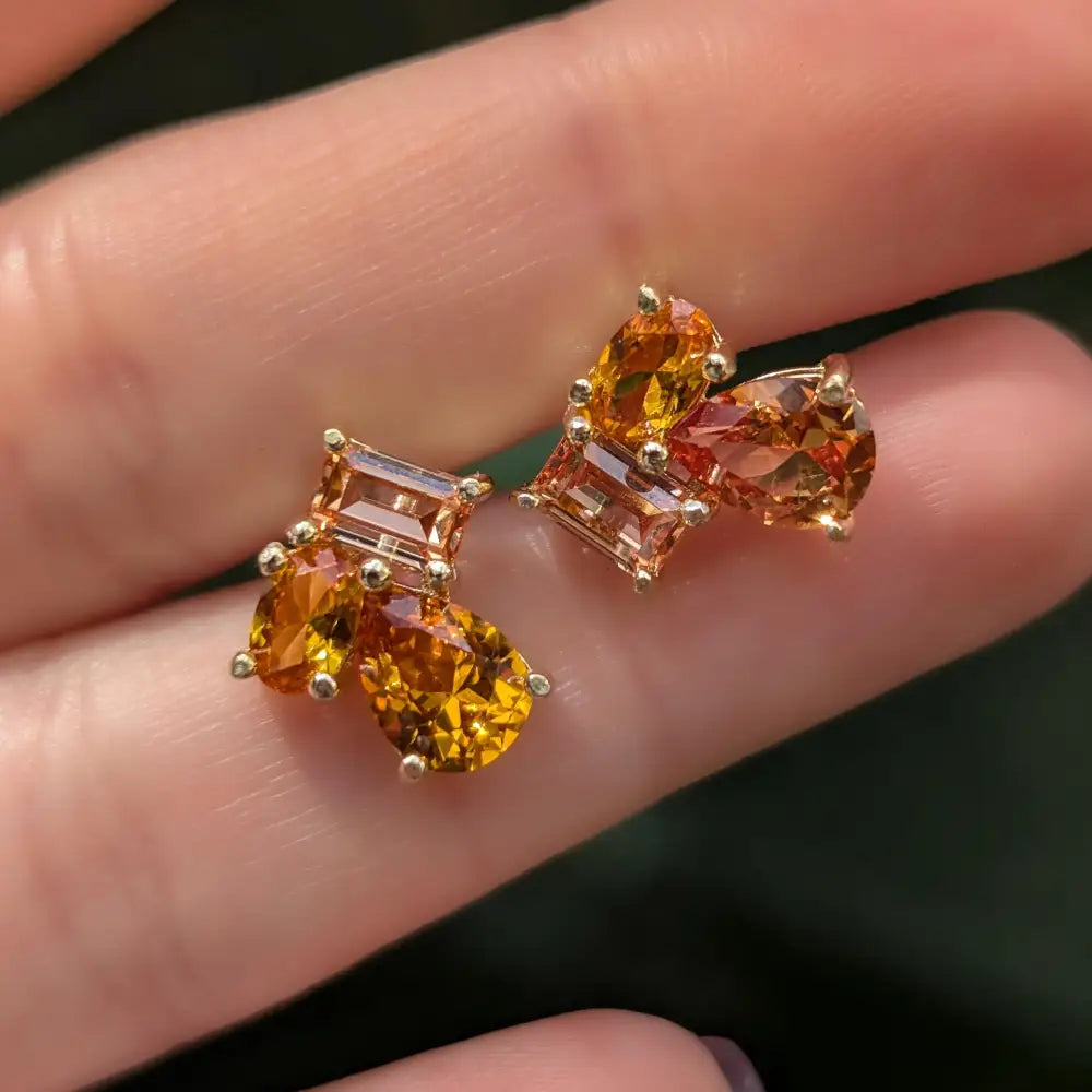 The Tulia - Citrine Cluster Studs