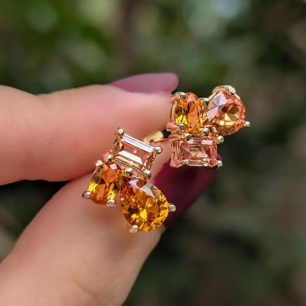 The Tulia - Citrine Cluster Studs