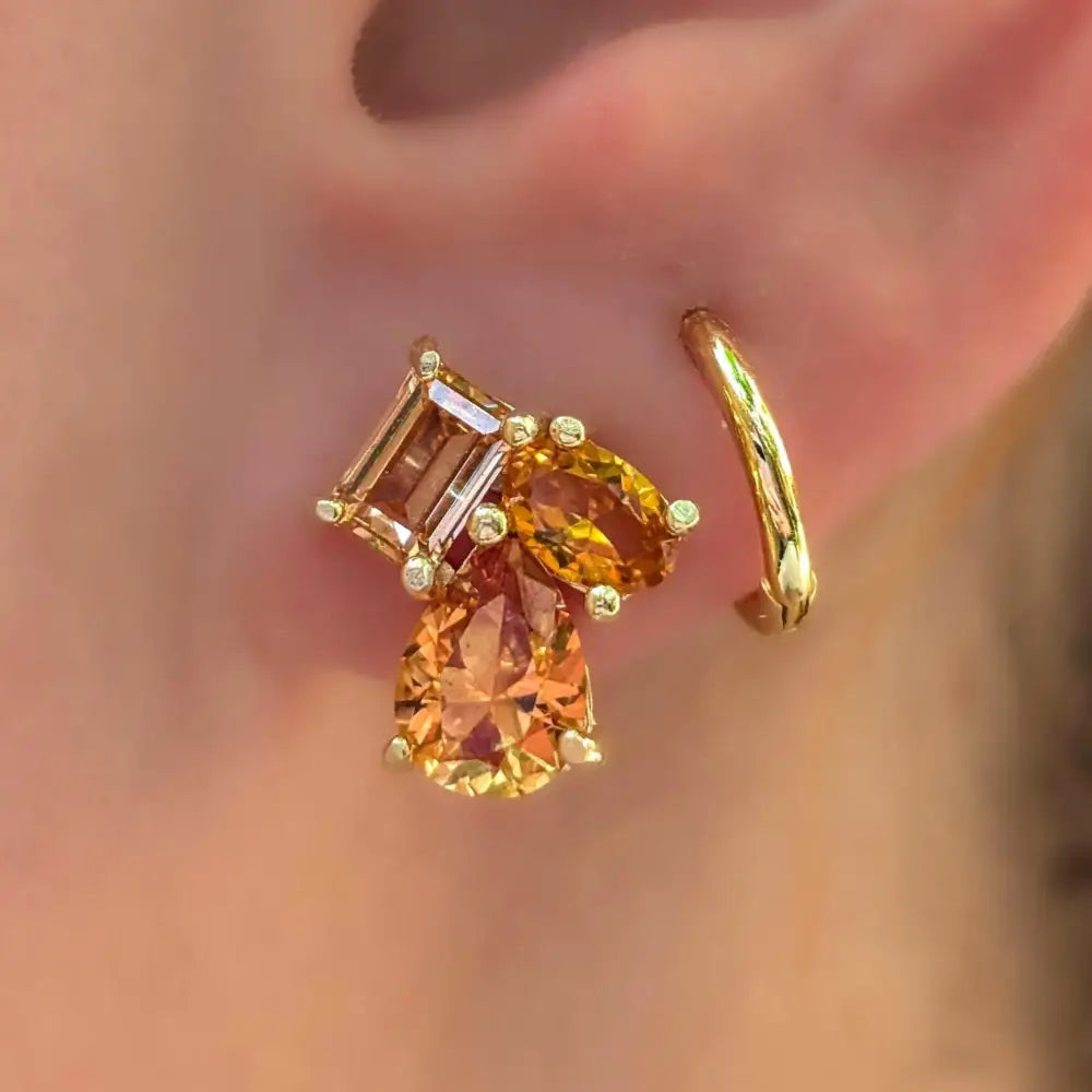 The Tulia - Citrine Cluster Studs