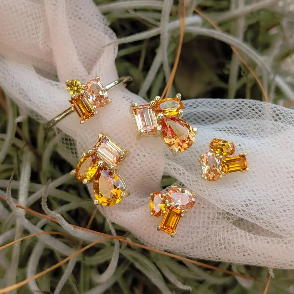The Tulia - Citrine Cluster Studs
