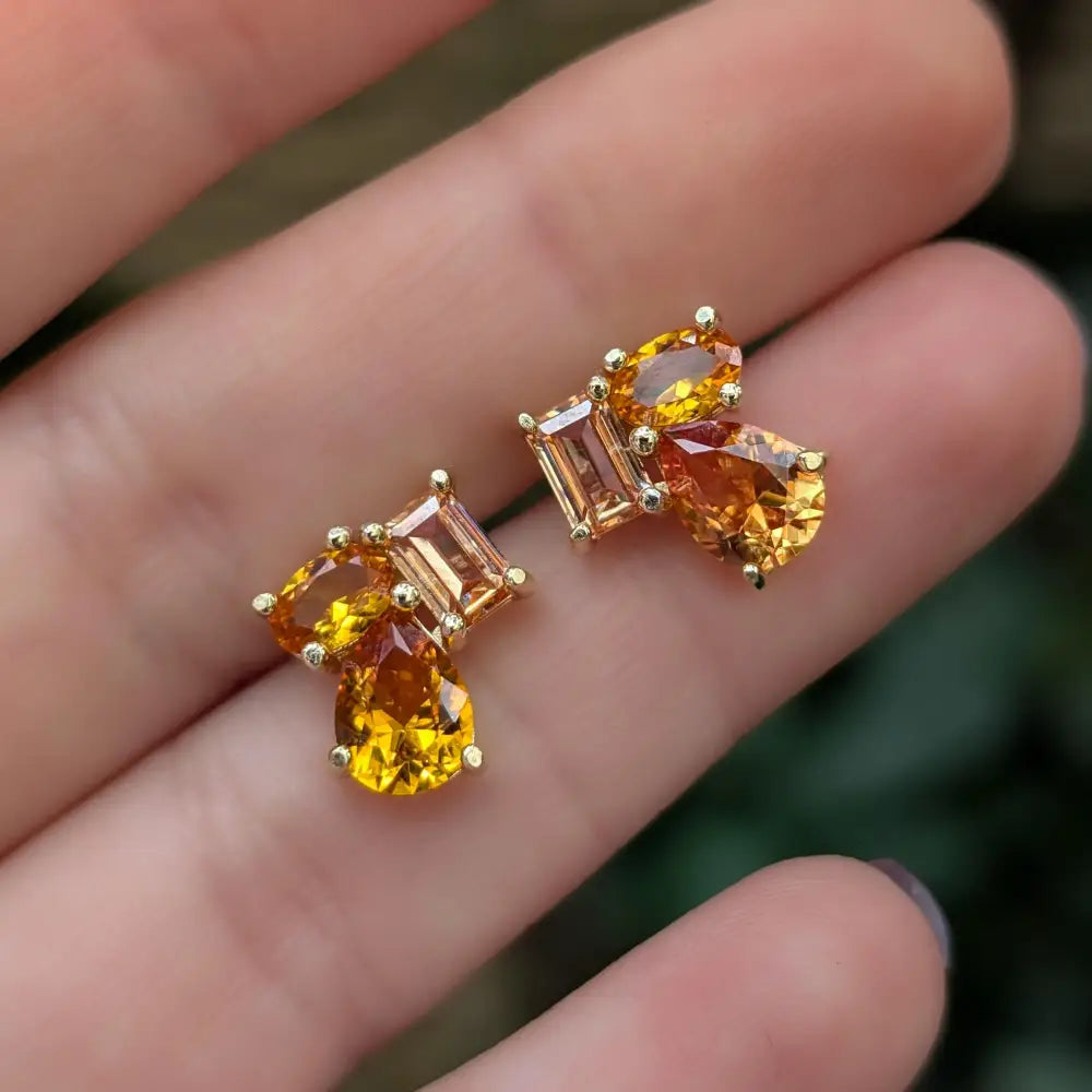 The Tulia - Citrine Cluster Studs