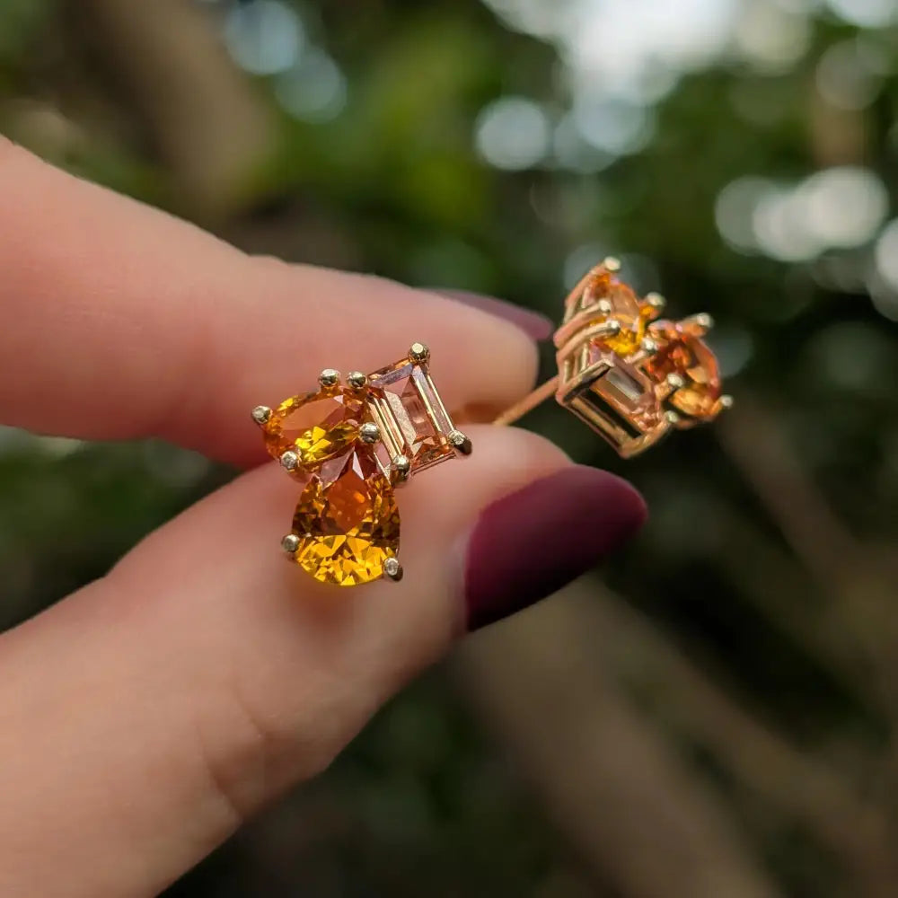 The Tulia - Citrine Cluster Studs