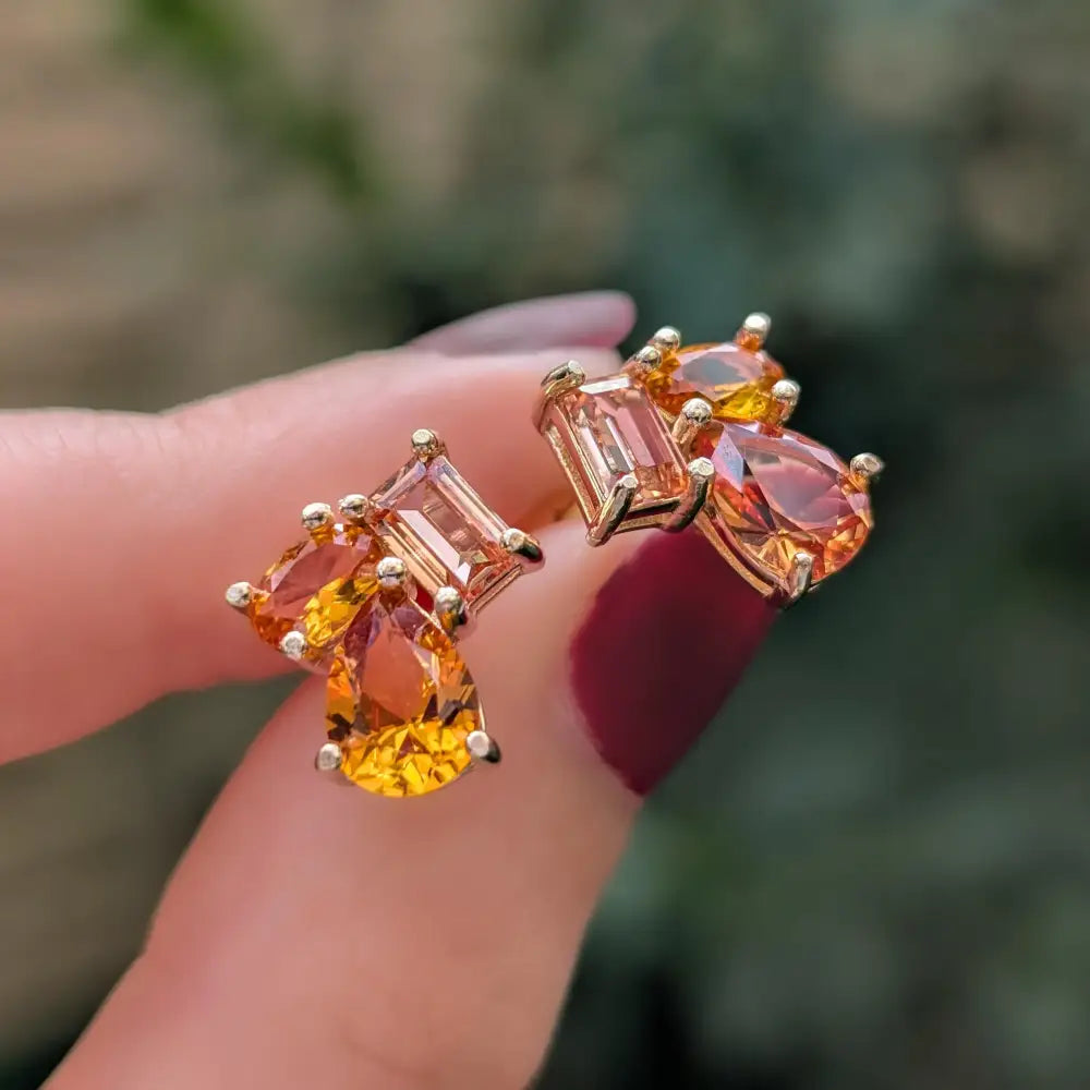 The Tulia - Citrine Cluster Studs