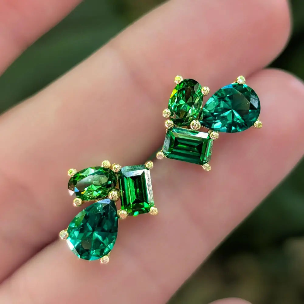 The Tulia - Emerald Cluster Studs