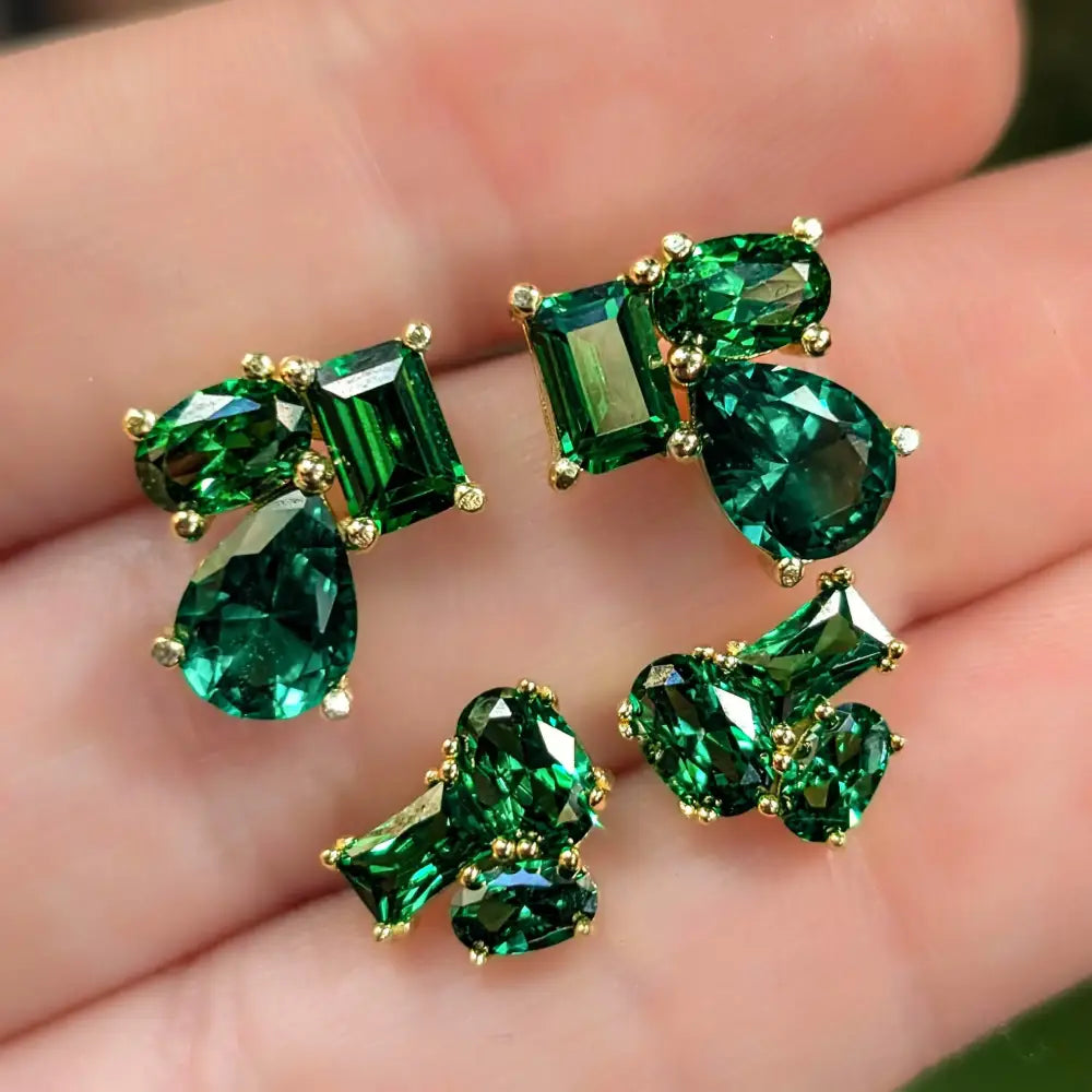 The Tulia - Emerald Cluster Studs