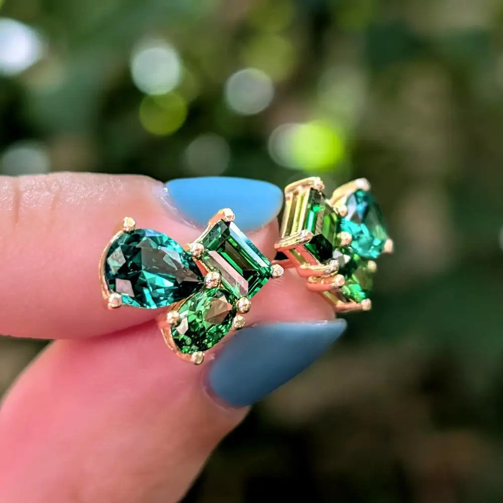 The Tulia - Emerald Cluster Studs