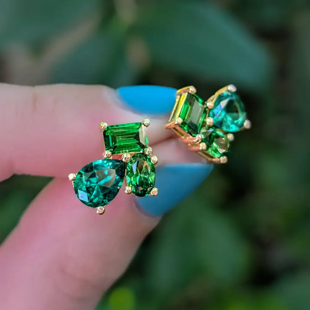 The Tulia - Emerald Cluster Studs