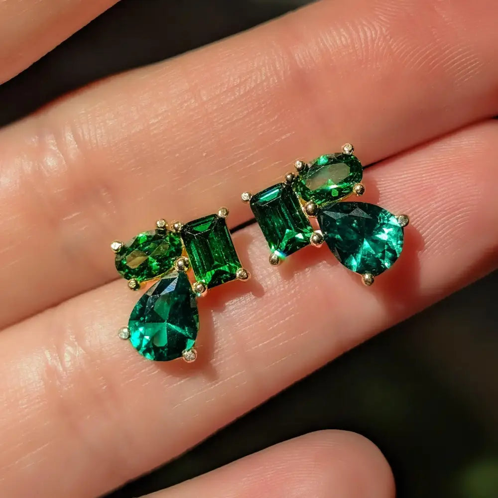 The Tulia - Emerald Cluster Studs