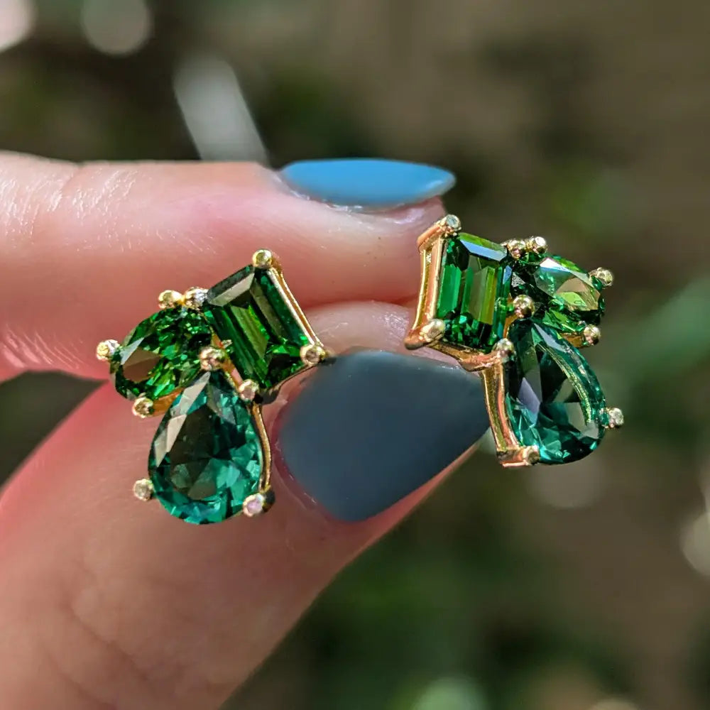 The Tulia - Emerald Cluster Studs