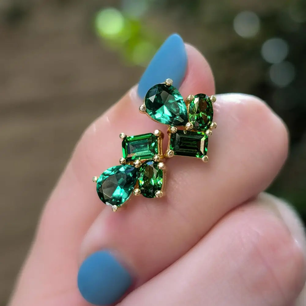 The Tulia - Emerald Cluster Studs