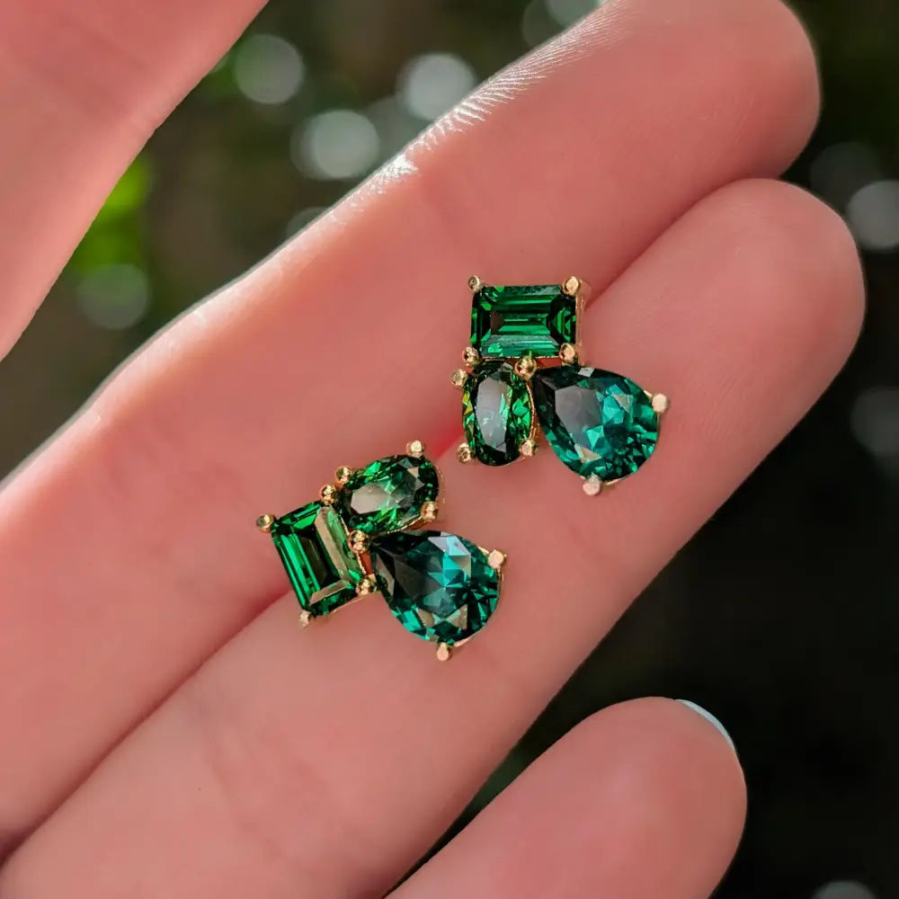 The Tulia - Emerald Cluster Studs