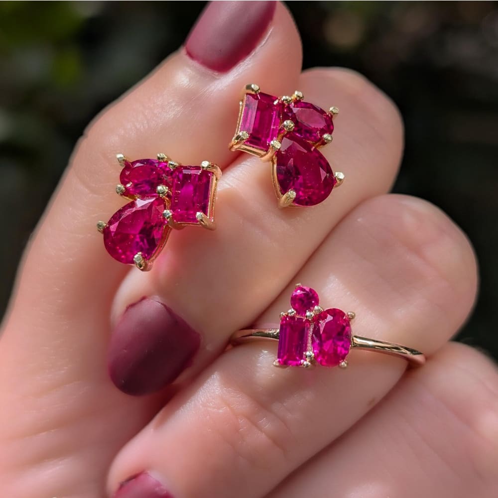 The Tulia - Ruby Cluster Studs