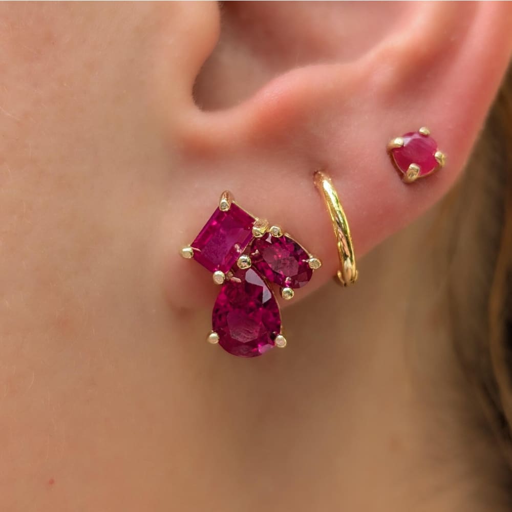 The Tulia - Ruby Cluster Studs