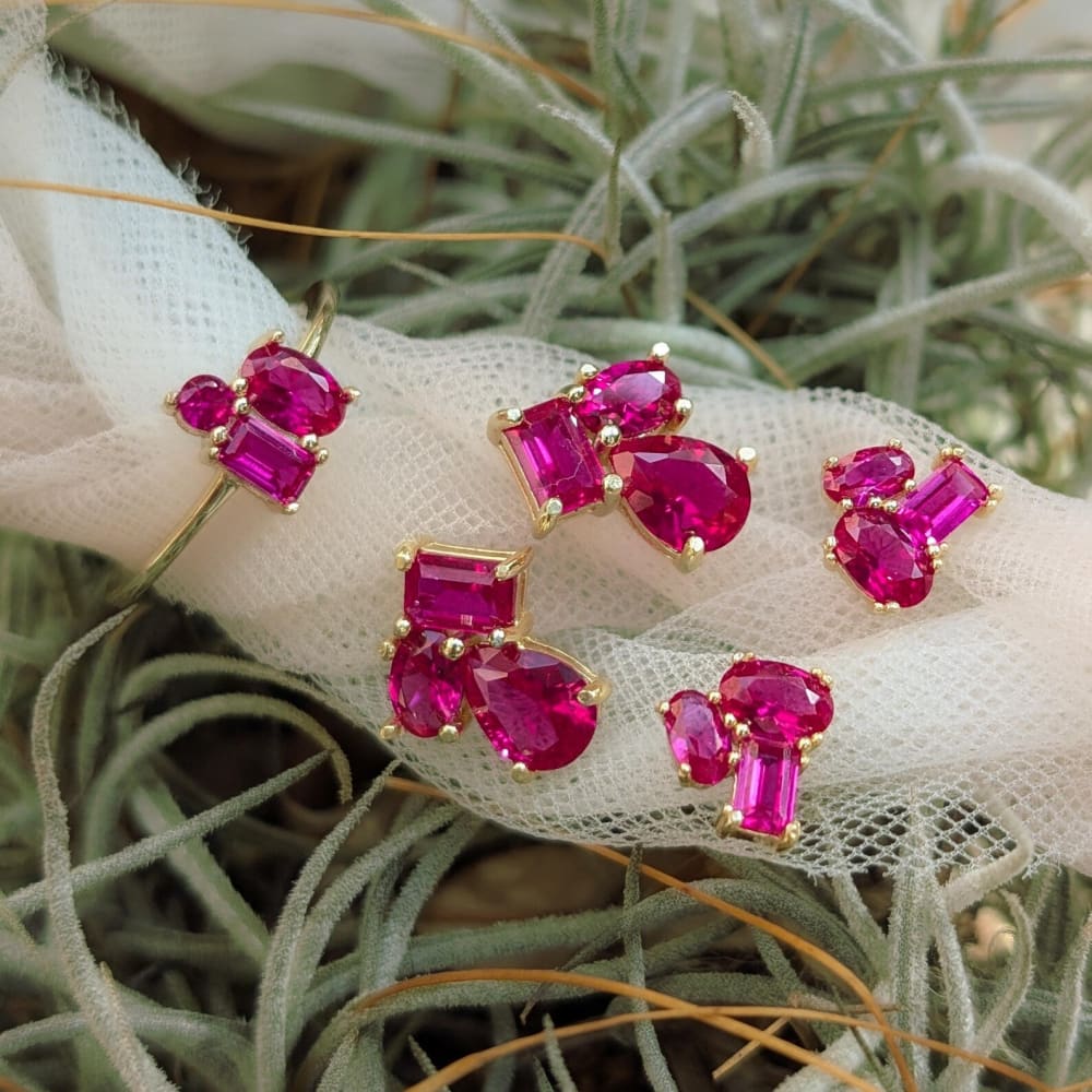 The Tulia - Ruby Cluster Studs
