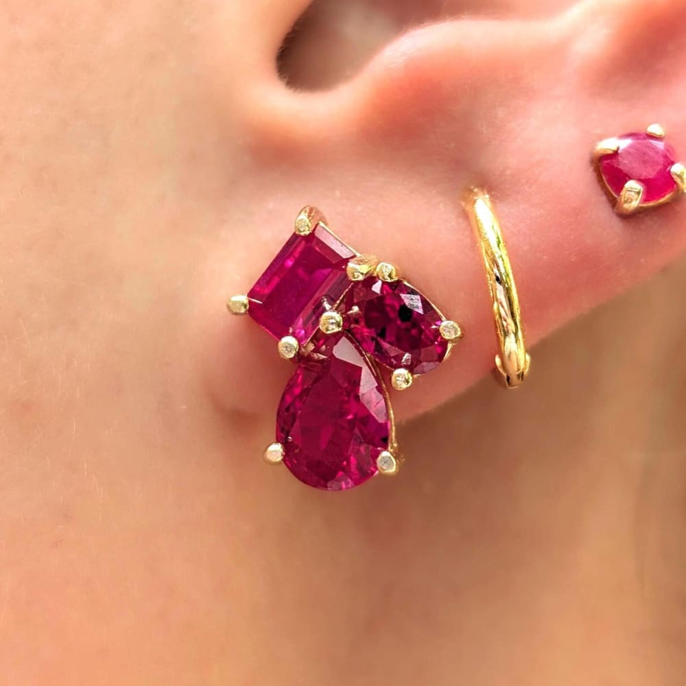 The Tulia - Ruby Cluster Studs