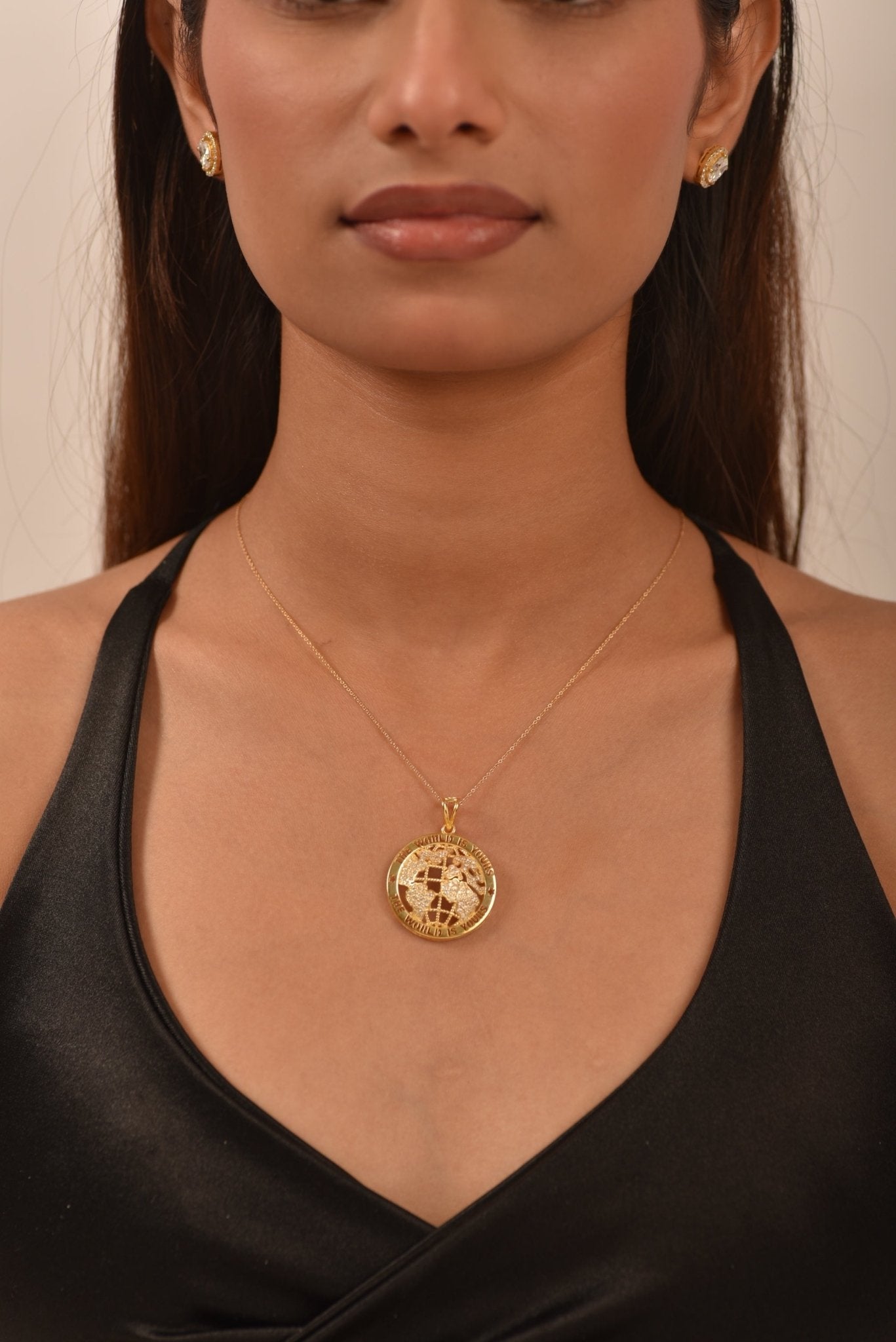 The World Is Yours Diamond Globe Pendant Necklace