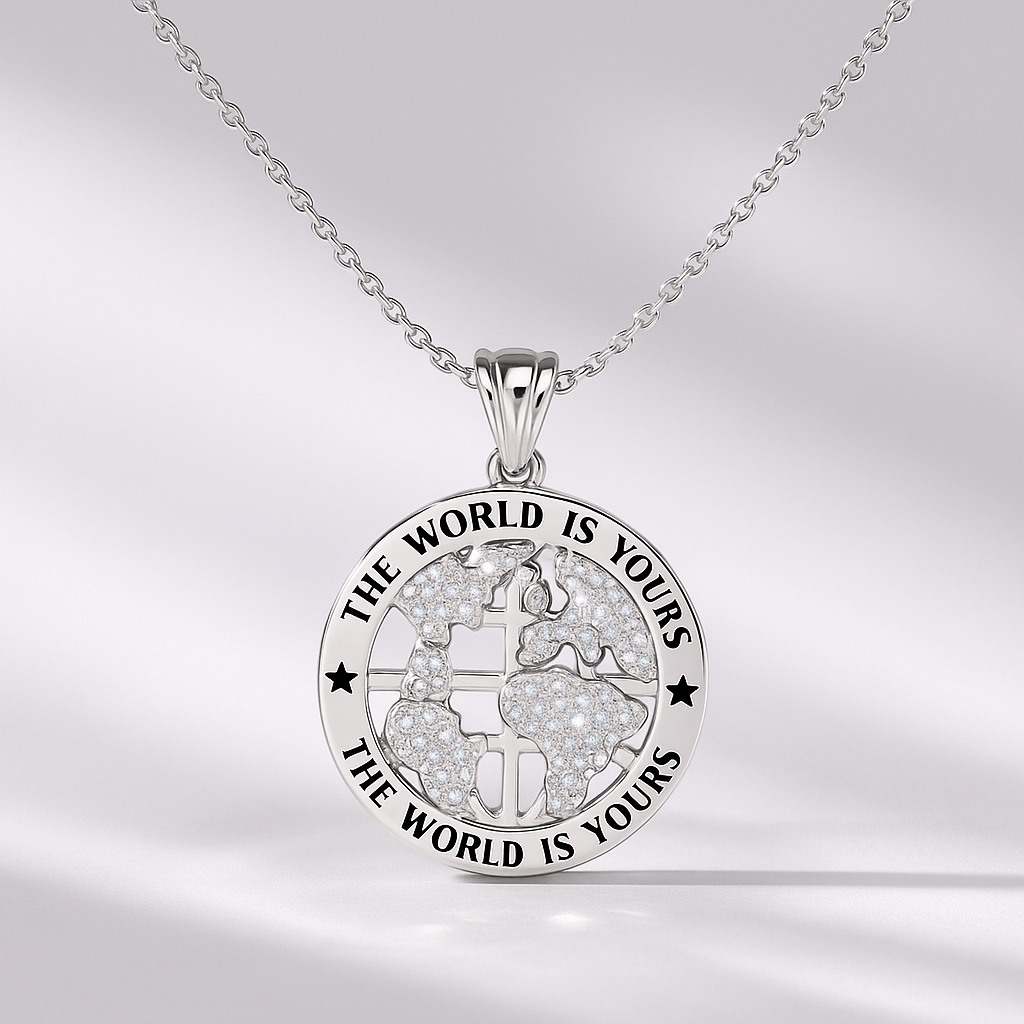 The World Is Yours Diamond Globe Pendant Necklace