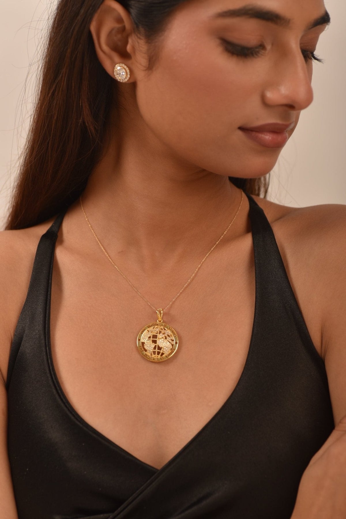 The World Is Yours Diamond Globe Pendant Necklace