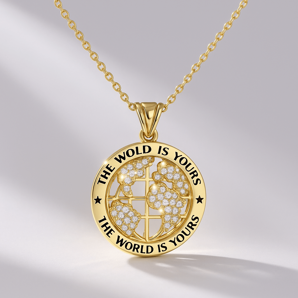 The World Is Yours Diamond Globe Pendant Necklace