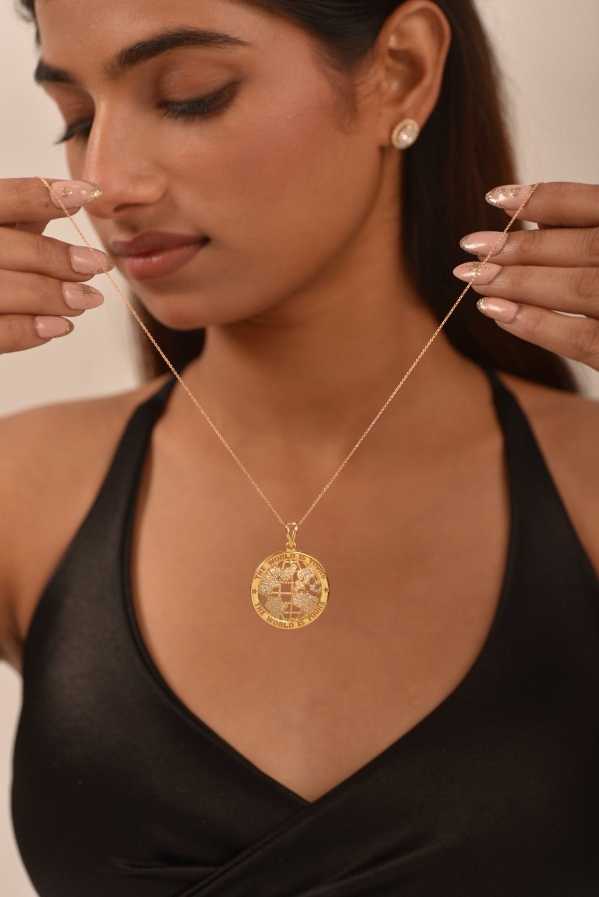 The World Is Yours Diamond Globe Pendant Necklace