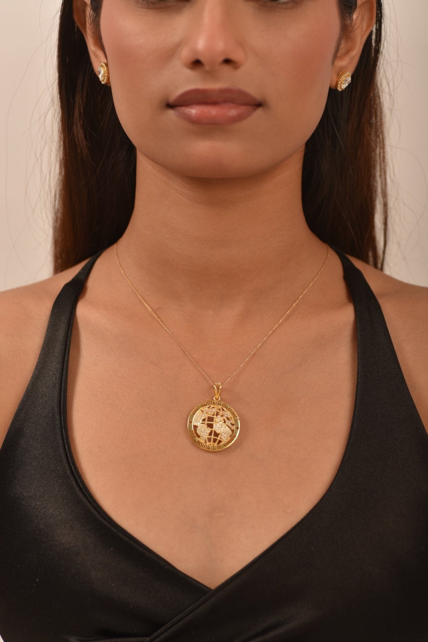 The World Is Yours Diamond Globe Pendant Necklace