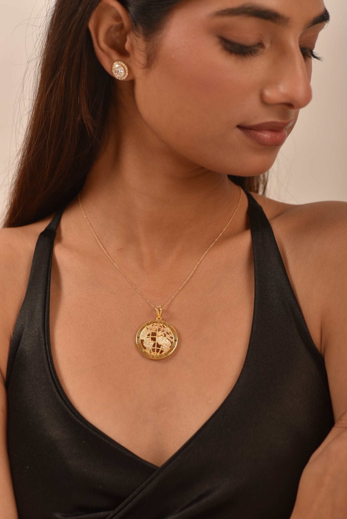 The World Is Yours Diamond Globe Pendant Necklace
