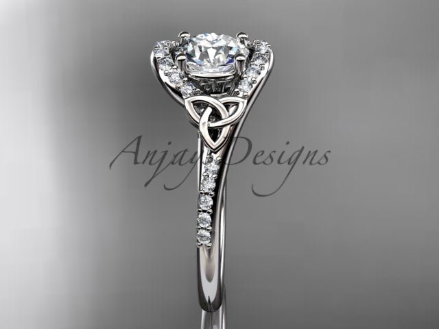 Celtic Engagement Ring 1 Carat Round Lab Grown Diamond Ring Trinity Knot Thin Engagement Ring Dainty Ring