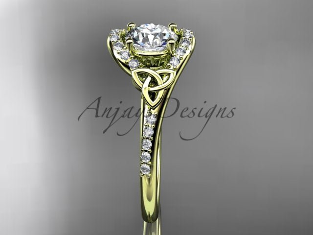 Celtic Engagement Ring 1 Carat Round Lab Grown Diamond Ring Trinity Knot Thin Engagement Ring Dainty Ring