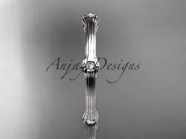 Petite Diamond Wedding Band Thin Wedding Band Nature Inspired Delicate Ring