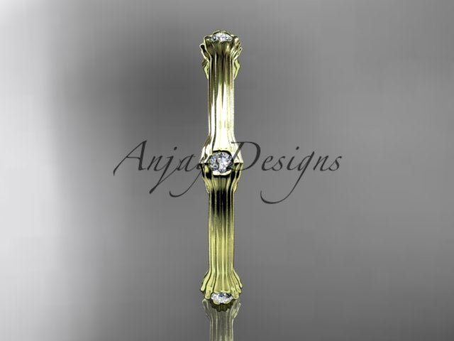 Petite Diamond Wedding Band Thin Wedding Band Nature Inspired Delicate Ring