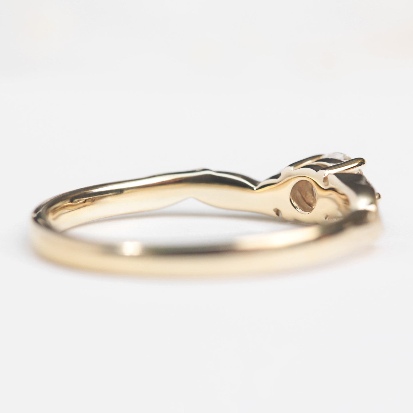 Three Diamond Leaf Engagement Ring