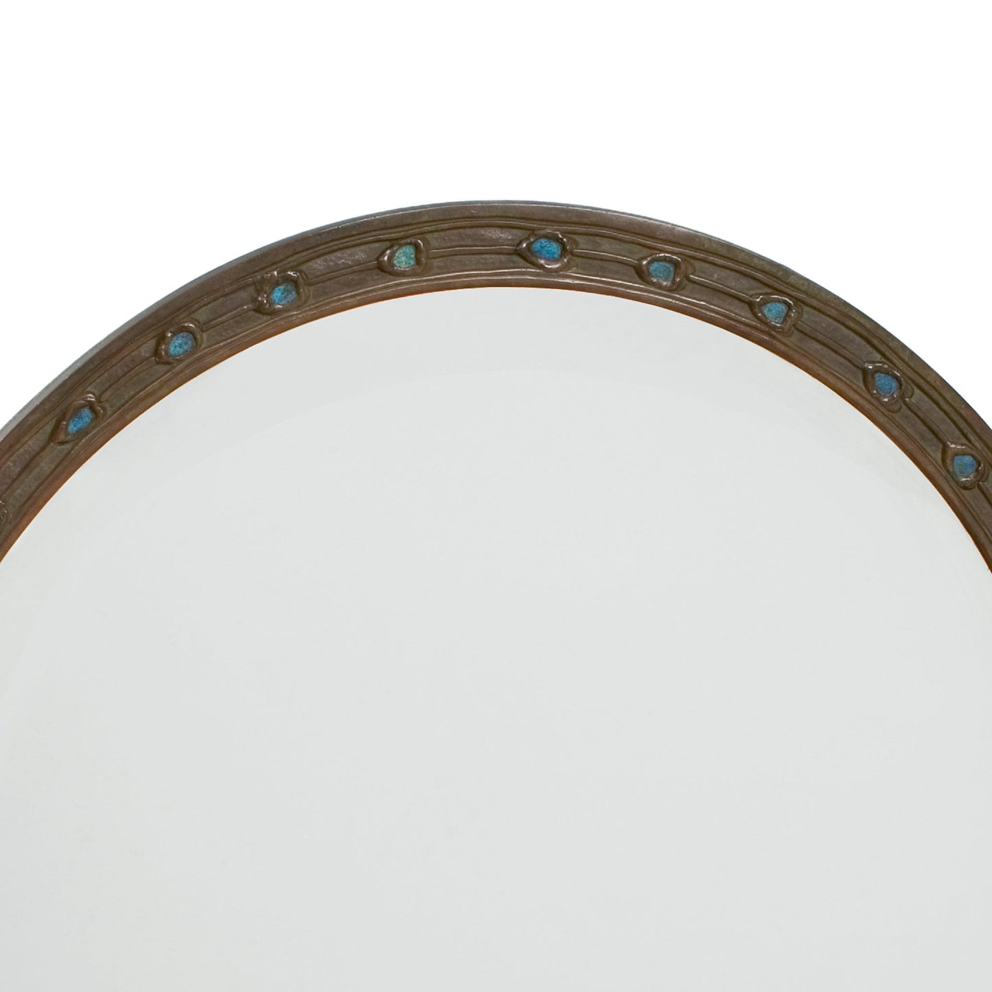 Tiffany Studios New York "Peacock" Favrile Glass and Bronze Mirror