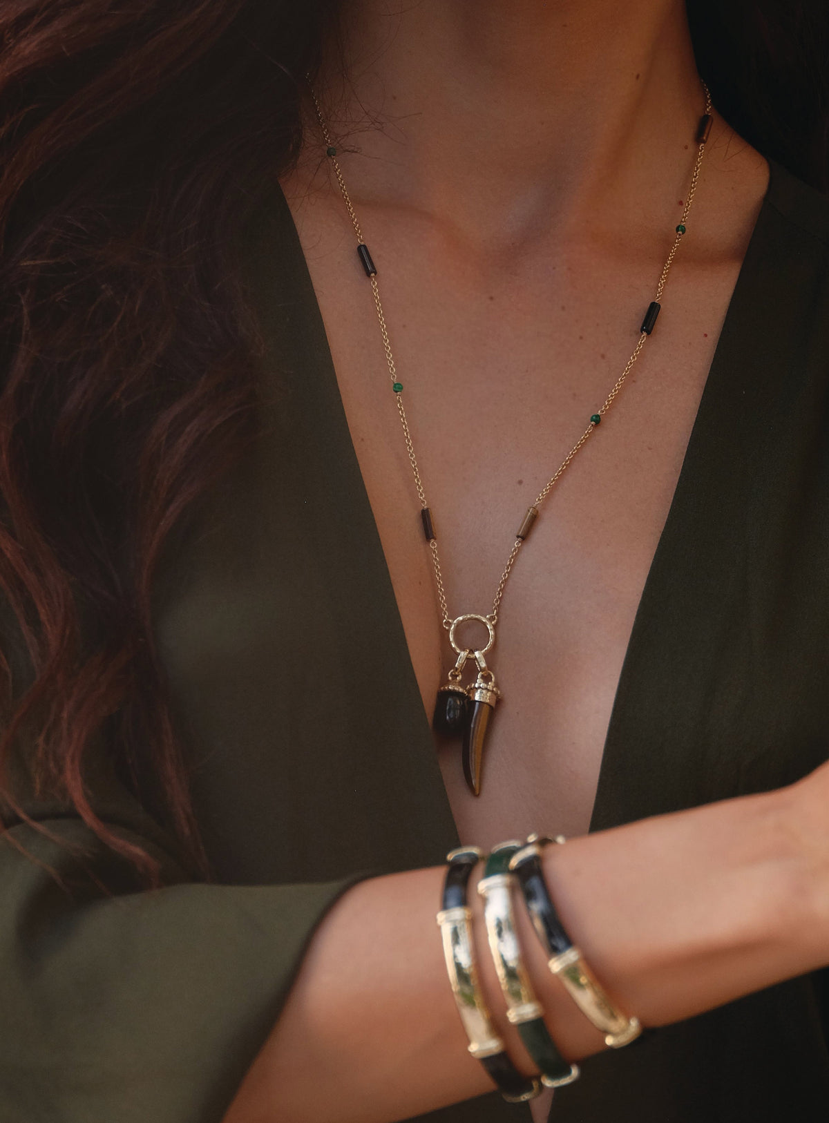 Forza Stone Drop Charm, Black Onyx