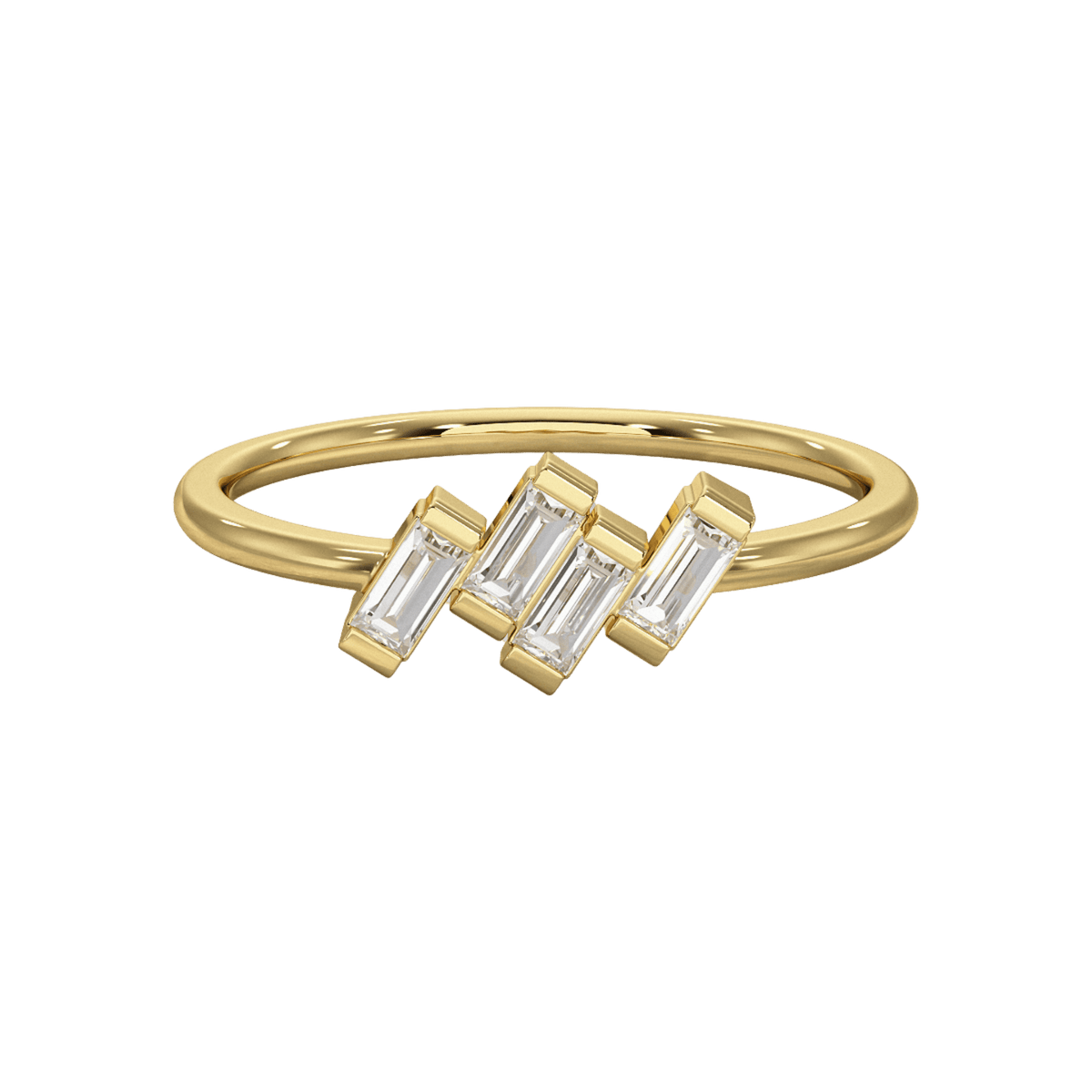 Tilted Baguette Diamond Ring