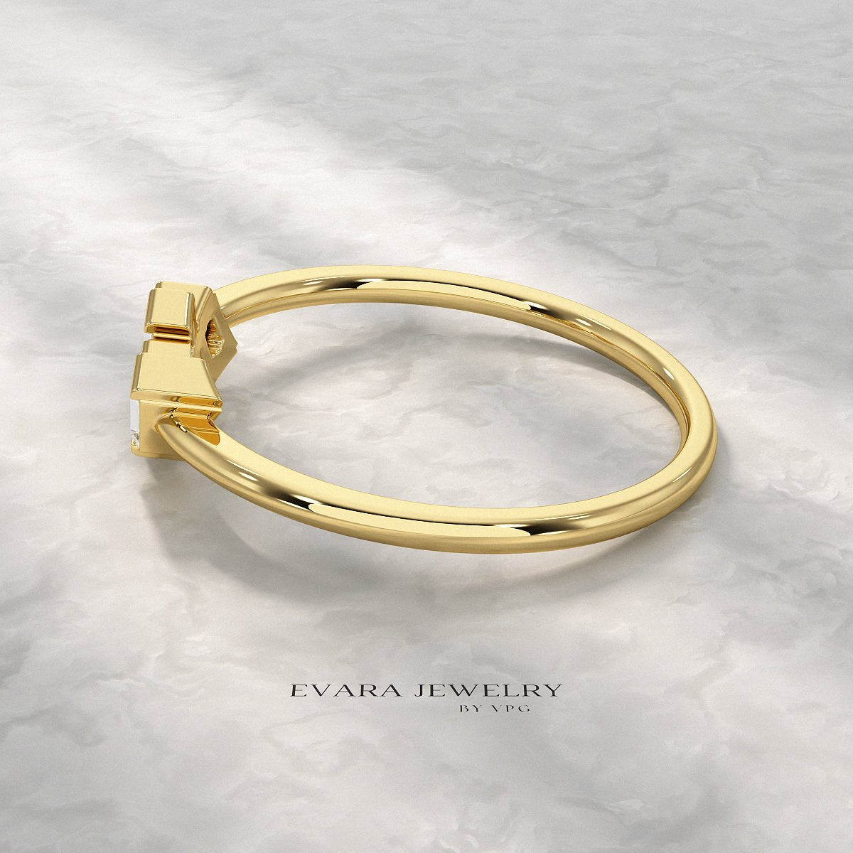 Tilted Baguette Diamond Ring