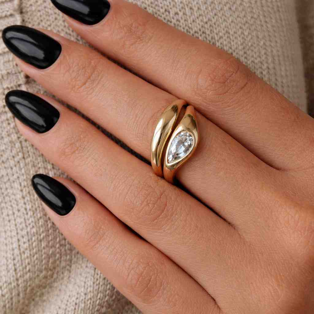 Pear Cut Lab Grown Diamond Bypass Engagement Ring Set in 14K Yellow Gold